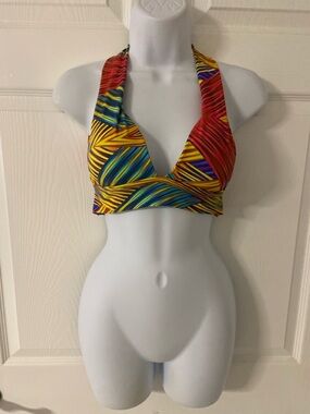 LILIKOI Rainbow Palm Leaf Tropical Swim Top